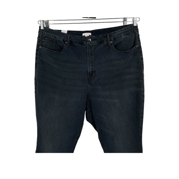 Good American Good Waist Crop skinny raw hem jeans dark blue size 26 - Picture 3 of 7